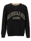 Mm6 Maison Margiela Two-tone Crew Neck Sweater With Contrast Panels In Black