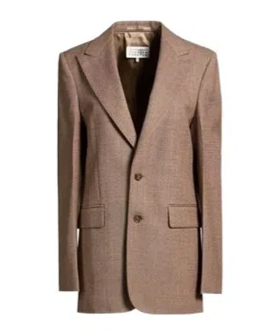 Mm6 Maison Margiela Woman Blazer Light Brown Size 8 Virgin Wool