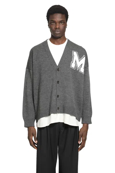 Mm6 Maison Margiela Men S Two-in-one Knit Cardigan Dark In Gray