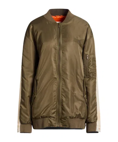 Mm6 Maison Margiela Two-tone Bomber Jacket In Green