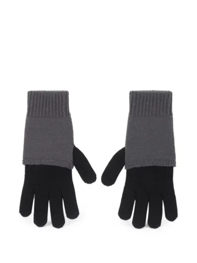 Mm6 Maison Margiela Two-tone Knit Gloves In Black