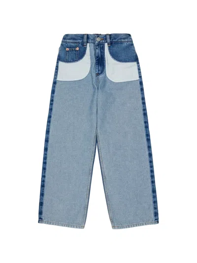 Mm6 Maison Margiela Kids' Regular Jeans In Two-tone Denim In Blue