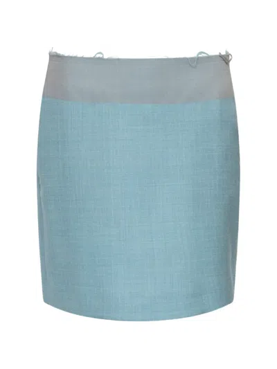 Mm6 Maison Margiela Two-tone Wool Mini Skirt In Blue