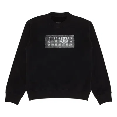 Pre-owned Mm6 Maison Margiela Unbrushed Jersey Crewneck Sweatshirt 'black' | Men's Size L