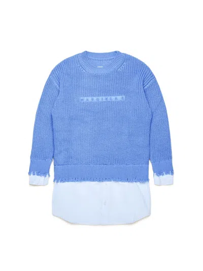 Mm6 Maison Margiela Unisex Mini Contrast T-shirt In Blue