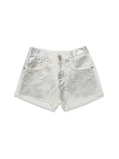 Mm6 Maison Margiela Unisex Mini Cotton Shorts For Kids In White