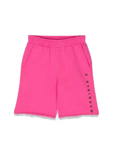Mm6 Maison Margiela Unisex Mini Shorts For Kids In Pink