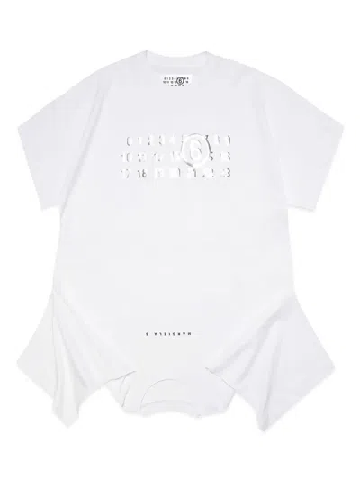 Mm6 Maison Margiela Kids' Upside-down Cotton Dress In White