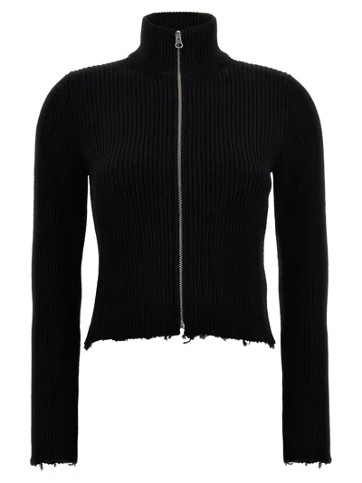 Mm6 Maison Margiela Used Ribbed Cardigan In Black