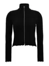 Mm6 Maison Margiela Ribbed Cotton Zip-up Cardigan In Black