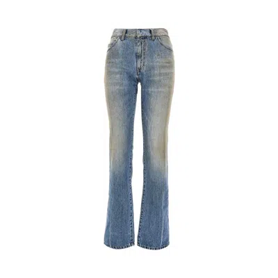 Mm6 Maison Margiela Used-effect Straight Leg Jeans In Blue
