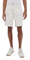 Mm6 Maison Margiela Numbers-motif Denim Shorts In Off White