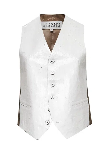 Mm6 Maison Margiela White Half Painted Waistcoat In Multi