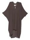 Mm6 Maison Margiela V-neck Asymmetric Day Dress In Brown