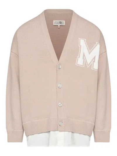 Mm6 Maison Margiela Two-in-one Knit Cardigan In Brown