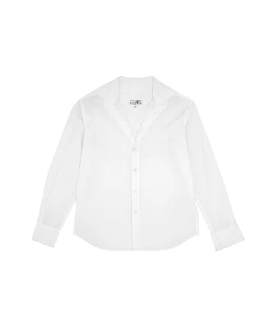 Mm6 Maison Margiela V-neck Cotton Shirt In White