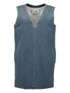 Mm6 Maison Margiela V-neck Denim Mini Dress In Blue