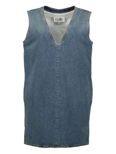 MM6 MAISON MARGIELA V-NECK DENIM MINI DRESS
