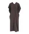 Mm6 Maison Margiela Brown Crepe Draped Midi Dress In Multi