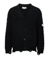 Mm6 Maison Margiela Distressed Wool Blend Cardigan In Black