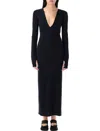 Mm6 Maison Margiela V-neck Long Dress In Black