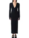 Mm6 Maison Margiela V-neck Long Dress In Black