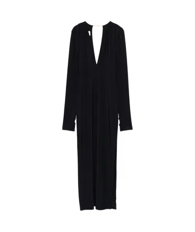 Mm6 Maison Margiela V-neck Maxi Dress In Black