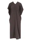 Mm6 Maison Margiela Brown Crepe Draped Midi Dress