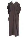 Mm6 Maison Margiela Brown Crepe Draped Midi Dress