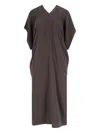 Mm6 Maison Margiela Brown Crepe Draped Midi Dress
