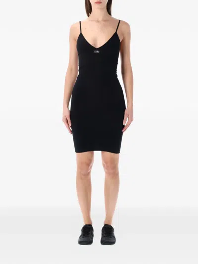 Mm6 Maison Margiela V-neck Mini Dress In Black