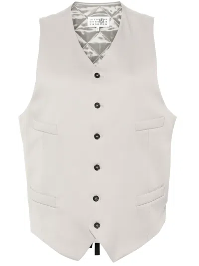 Mm6 Maison Margiela V-neck Padded Waistcoat In Grey