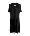 Mm6 Maison Margiela V-neck Pleated Midi Dress In Black