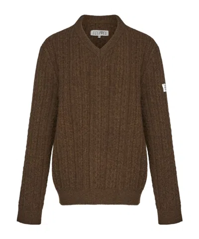 MM6 MAISON MARGIELA V-NECK RIBBED SWEATER