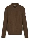 Mm6 Maison Margiela V-neck Ribbed Sweater In Brown