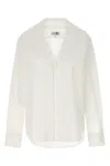 Mm6 Maison Margiela Mm6 By Maison Margiela V-neck Cotton Shirt With Long Cuffed Sleeves In White