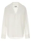 Mm6 Maison Margiela Mm6 By Maison Margiela V-neck Cotton Shirt With Long Cuffed Sleeves In White