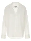 Mm6 Maison Margiela Mm6 By Maison Margiela V-neck Cotton Shirt With Long Cuffed Sleeves In White