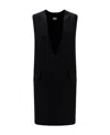 Mm6 Maison Margiela V-neck Sleeveless Short Dress In Black