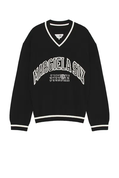 Mm6 Maison Margiela V-neck Sweater In Black