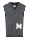 Mm6 Maison Margiela V-neck Sweater In Gray