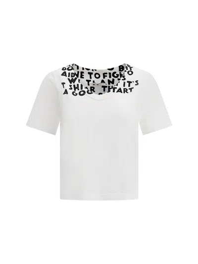 Mm6 Maison Margiela Printed Cotton T-shirt In White