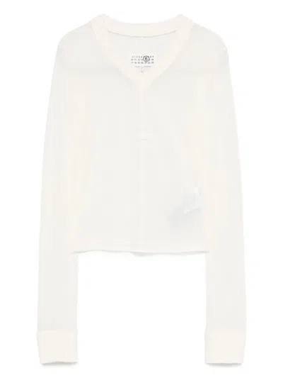 Mm6 Maison Margiela V-neck T-shirt In White