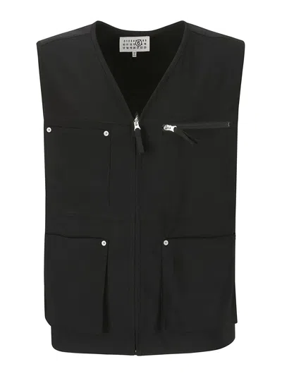 Mm6 Maison Margiela V-neck Waistcoat In Black