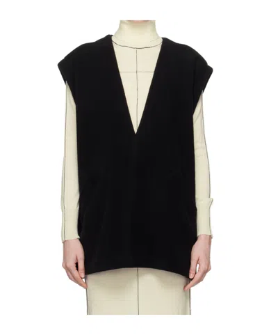 Mm6 Maison Margiela Black Plunging V-neck Vest In 900 Black