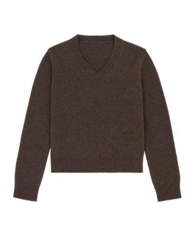 Mm6 Maison Margiela V-neck Wool Sweater In Brown