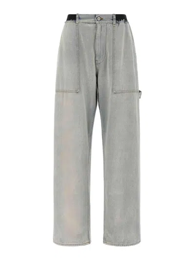 Mm6 Maison Margiela Vaqueros Rectos - Azul Claro In Gray