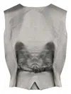 Mm6 Maison Margiela Mm6 By Maison Margiela Sleeveless Structured Jacket With Peplum Hem In Gray