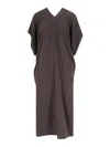 Mm6 Maison Margiela Brown Crepe Draped Midi Dress In Brown