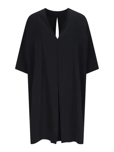 Mm6 Maison Margiela Midi Dress V -neck In Black